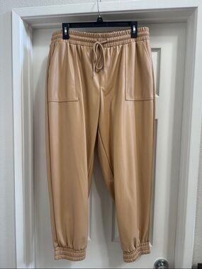 BCBGeneration Faux Leather Jogger Pants - Camel
